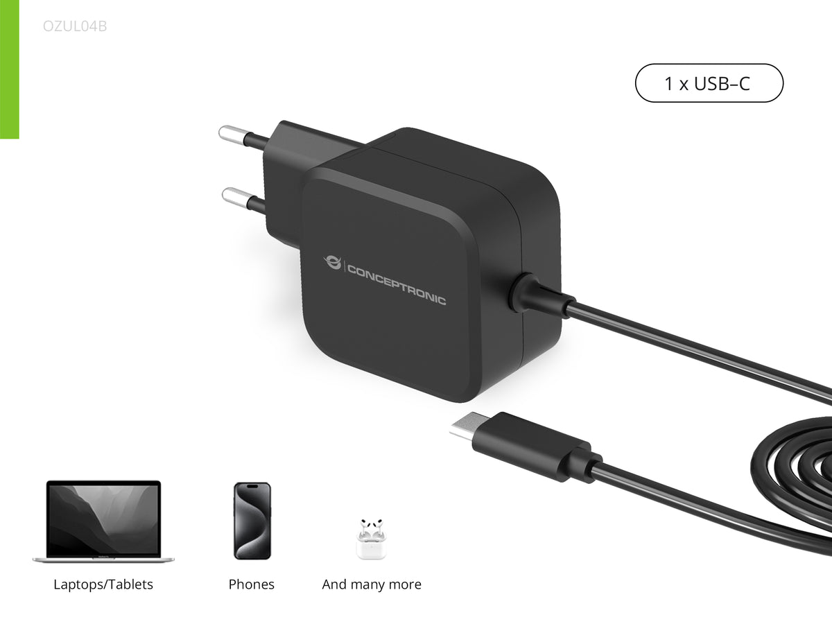 CONCEPTRONIC Ladegerät 1Port GaN USB-C Desk  67WPD3.0/PPS sw