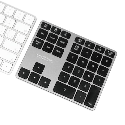 Logilink Bluetooth Keypad, 35 Keys, Aluminum, Space Gray
