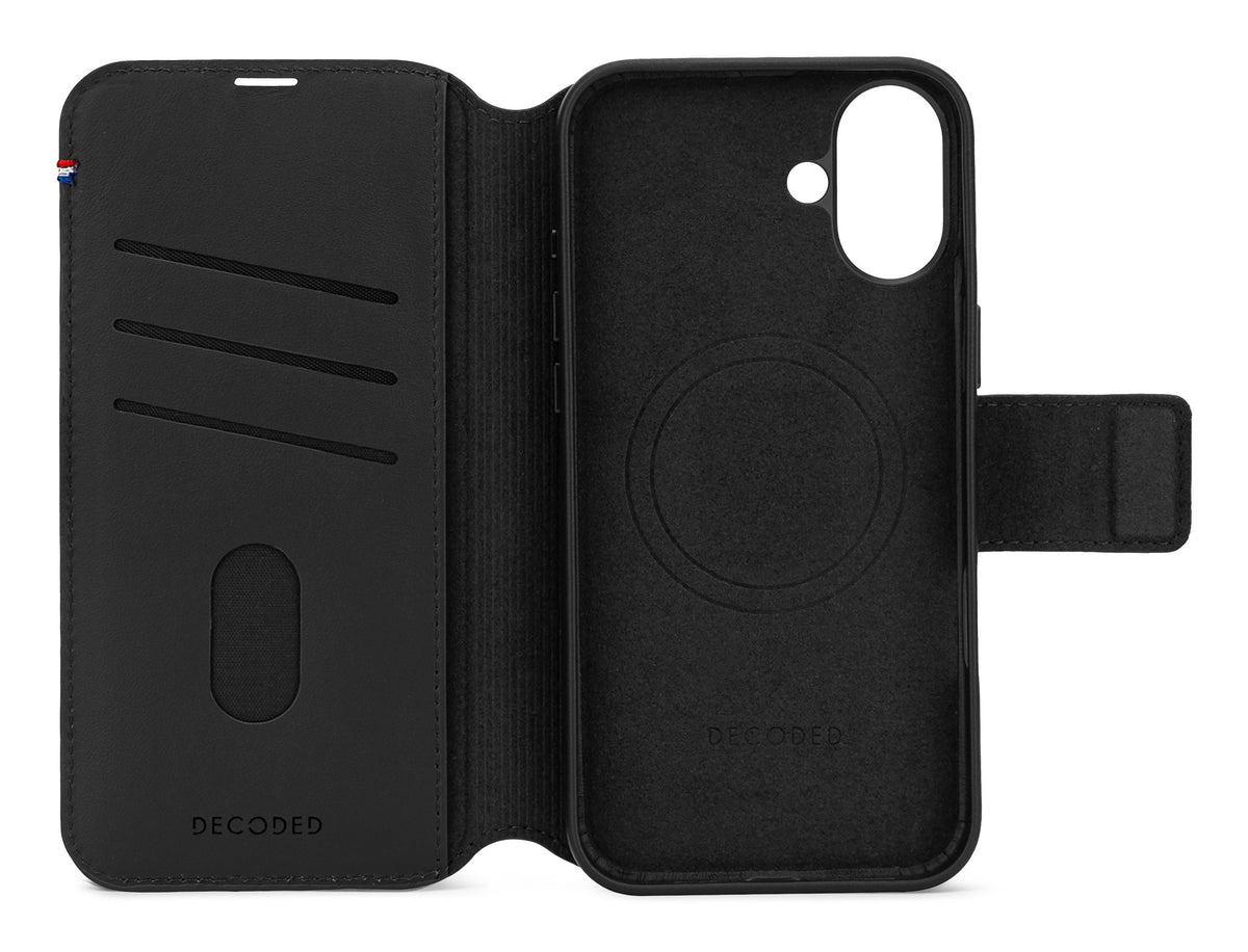 Decoded Leather Detachable Wallet for iPhone 16 — Black