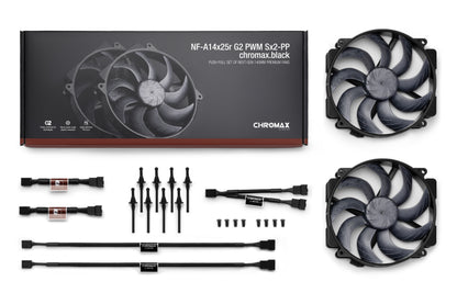 Σετ διπλού ανεμιστήρα NF-A14x25r G2 PWM Sx2-PP chromax.black - μαύρο