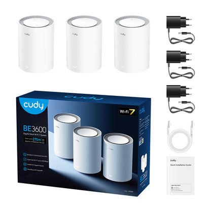 Cudy M3600 Διπλής Ζώνης (2,4 GHz / 5 GHz) Wi-Fi 7 (802.11be) σε Λευκό με 3 Εσωτερικές Κεραίες