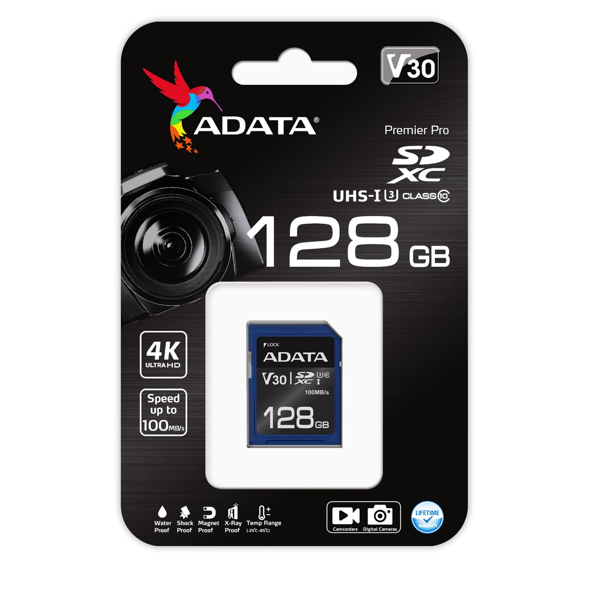 ADATA ASDX128GUI3V30S-R 128GB SDXC UHS-I Class 10 Memory Card