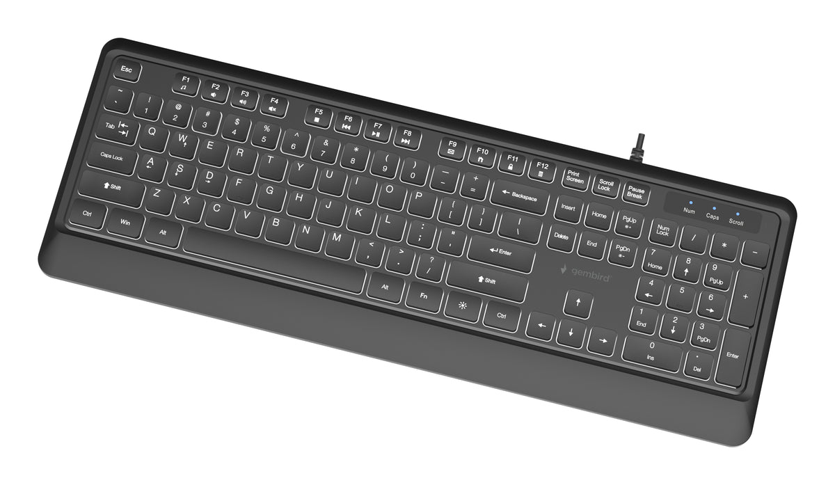 Gembird KB-UML-04 Slim wired backlight keyboard, black, US layout