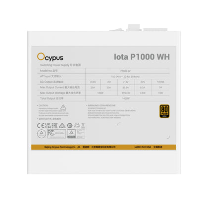 Ocypus Iota P1000 White (1x 12-Pin High Power GPU, 3x PCIe, Cable Management, 1000 Watt)