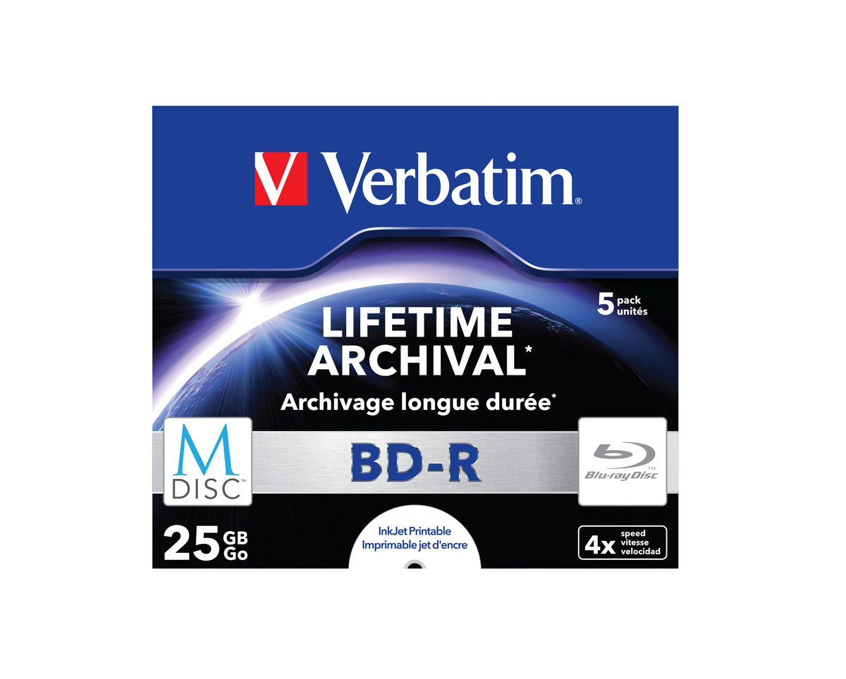 Verbatim BD-R M-Disc 25GB (4fach, 5 Stück, bedruckbar)