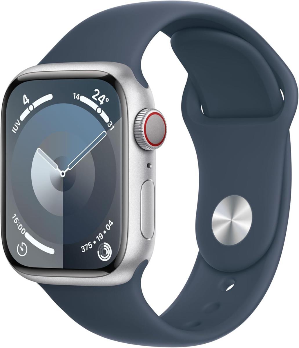 Apple Watch Serie 9 Cell 41mm Aluminium Silver Sport Band Storm Blue S/M MRHV3QL/A