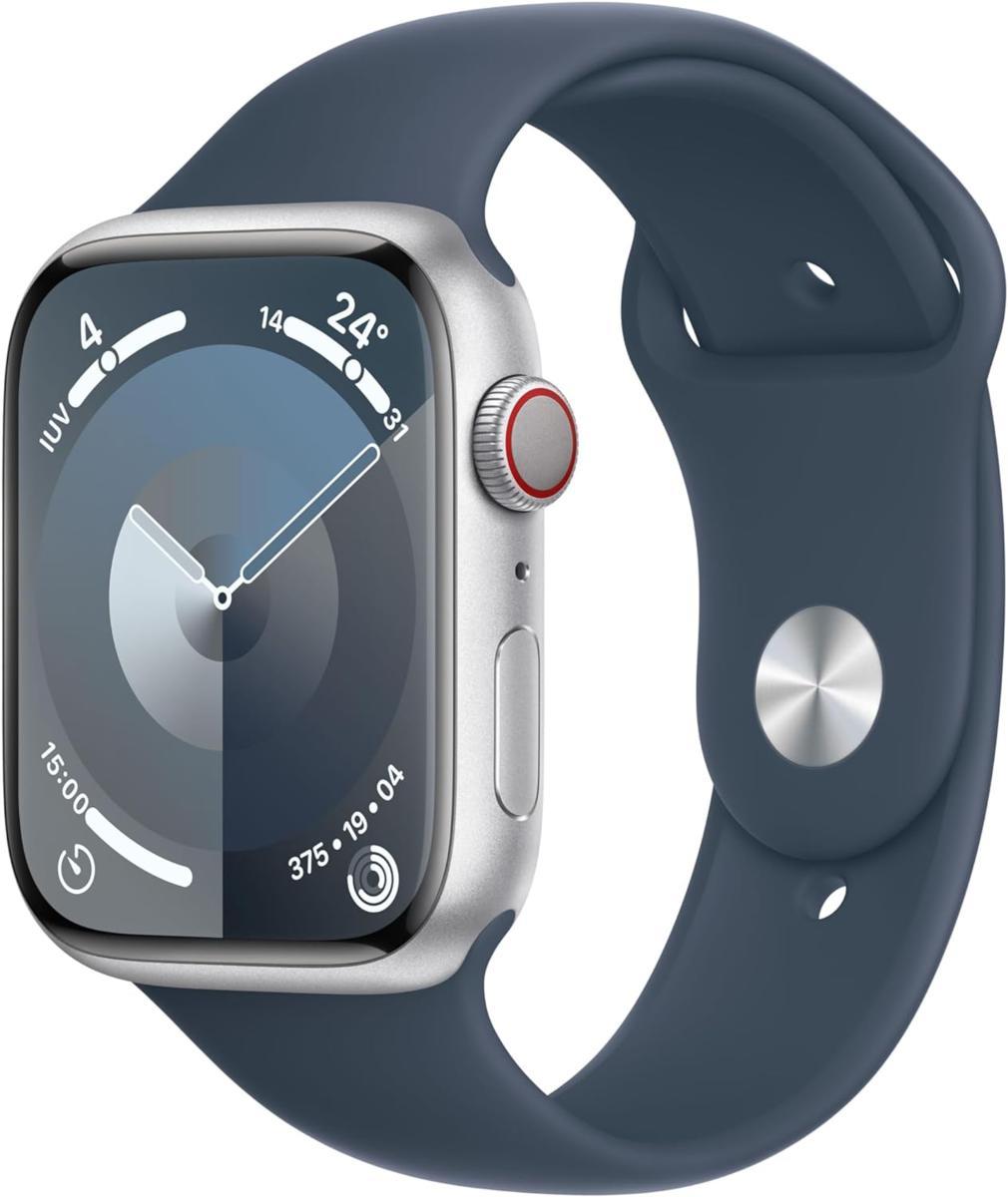 Apple Watch Serie 9 Cell 45mm Aluminium Silver Sport Band Storm Blue S/M MRMG3QL/A