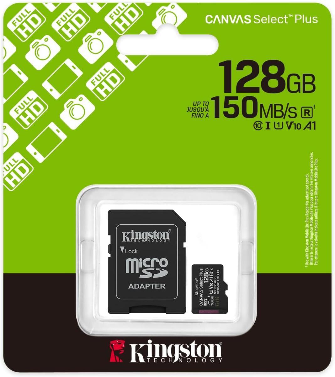 Kingston Micro SD 128GB Cl10 Canvas S.Plus SDCS3/128GB +Ad.SD