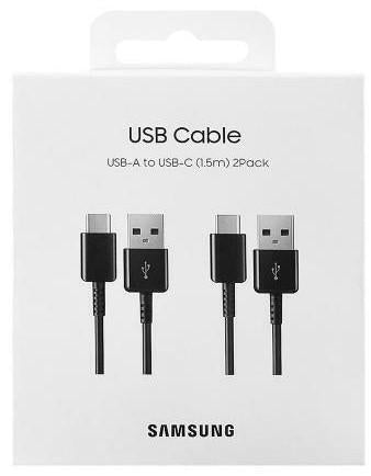 Samsung Cavo USB-A σε USB-C EP-DG930MB 1.5m 2-Pack Μαύρο
