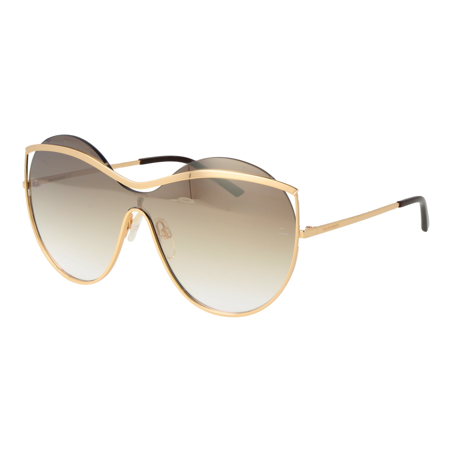 Ana Hickmann Women's Sunglasses AH3182-13404A, Lens/Bridge/Temple 136/145 mm, Golden Frame, Brown Lenses