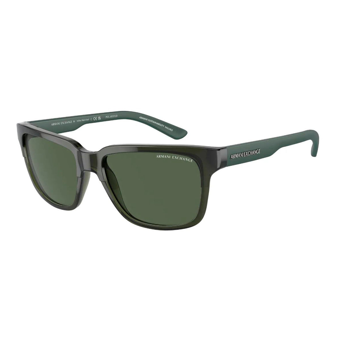 Armani Exchange Unisex Sunglasses AX4026S83419A with Injected Green Frame, Lens/Bridge/Temple Sizes 56/17/140 mm