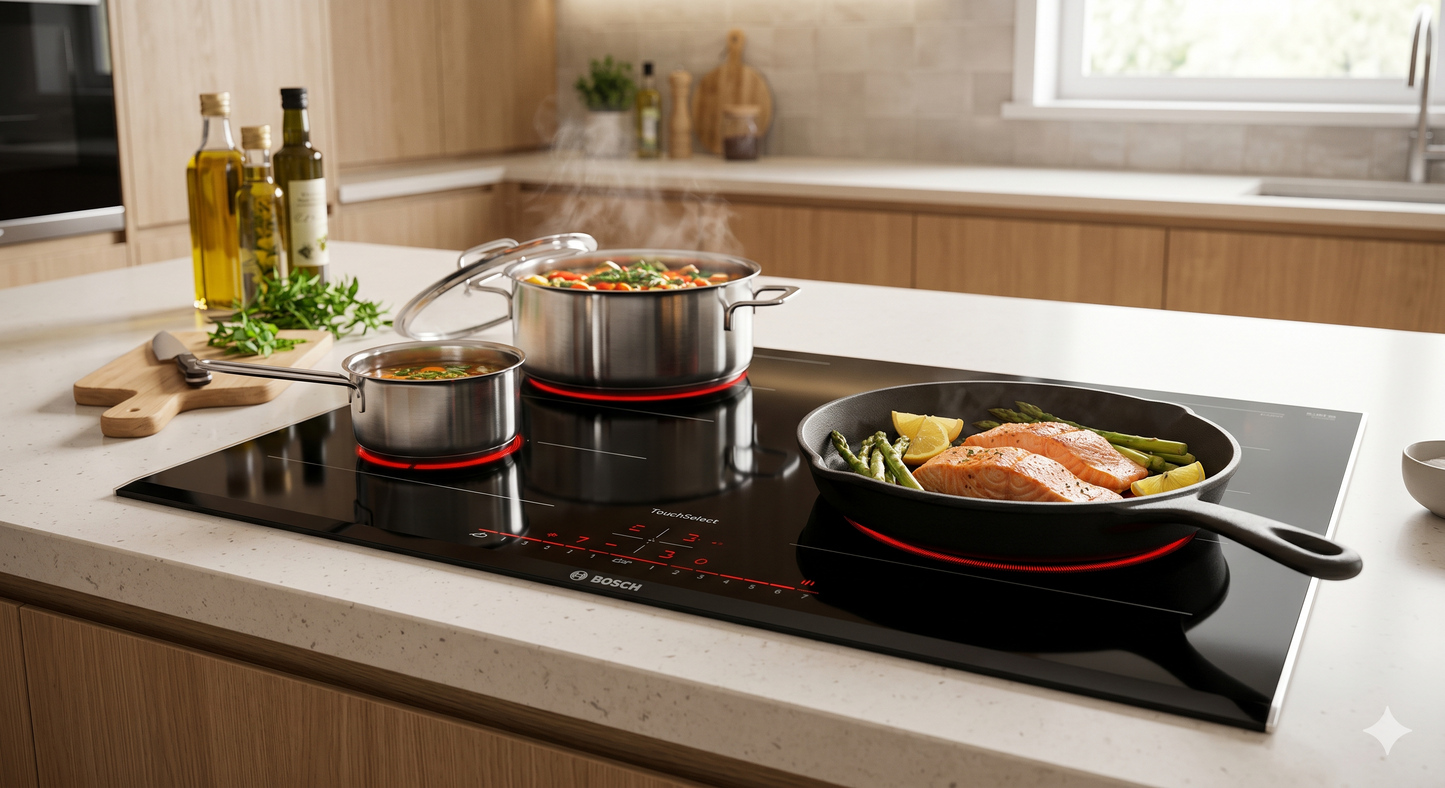 Εντοιχιζόμενη Εστία Επαγωγής Bosch Serie 4 PUE611BB5E σε Μαύρο Χρώμα, 60 εκ., 4 Ζώνες