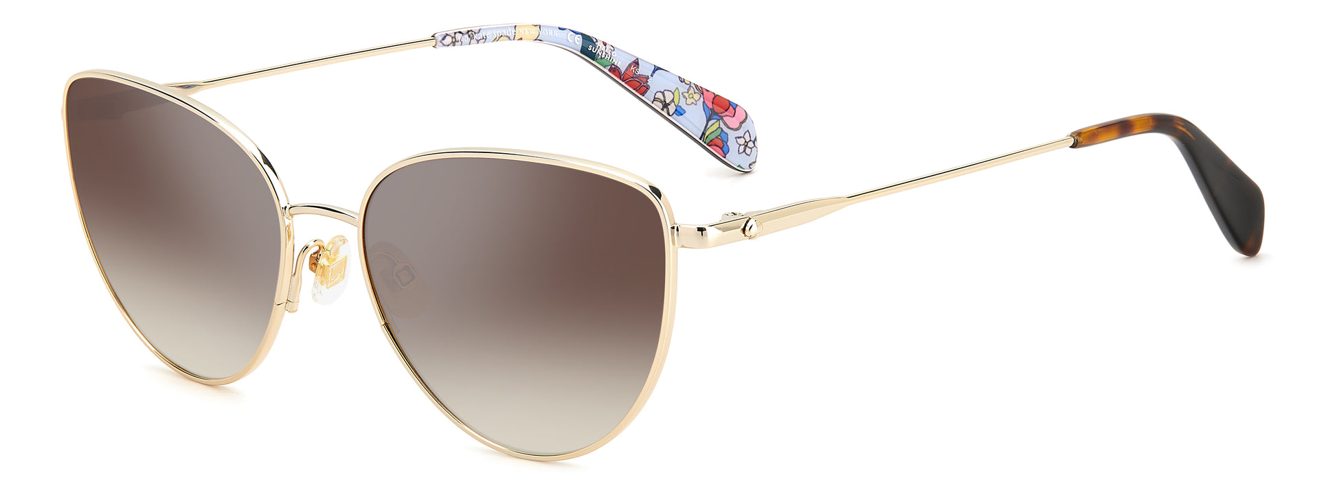 Kate Spade HaileyGSJ5GF5 Women's Sunglasses, Metal Frame, Gold Color, Lens/Bridge/Temple Dimensions: 55/17/140 mm, Brown Lenses, 100% UV Protection