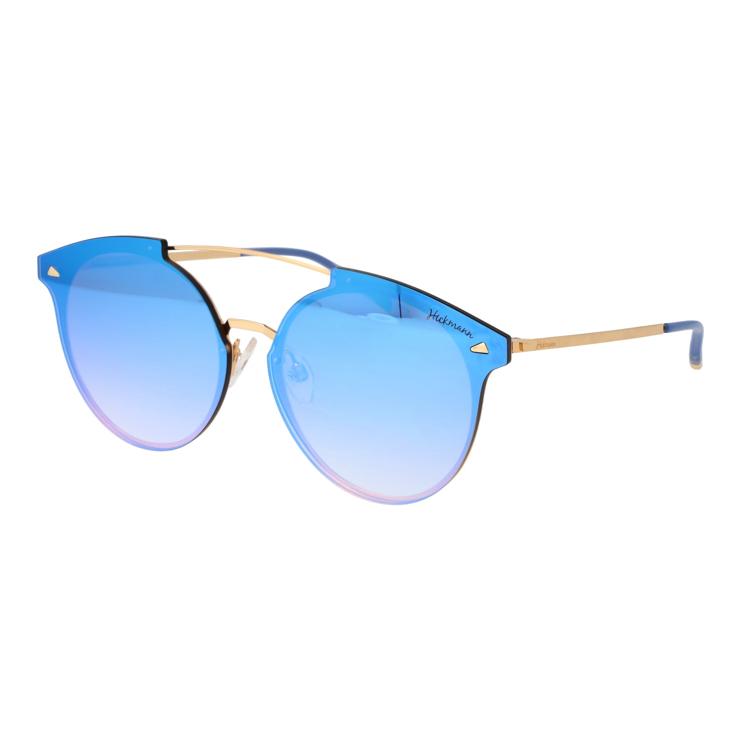 Ana Hickmann Women's Sunglasses HI3060-6804G, 68/13/145 mm (Lens/Bridge/Temple), Blue Metal Frame with Brown Gradient Lenses, Category 2 UV Protection