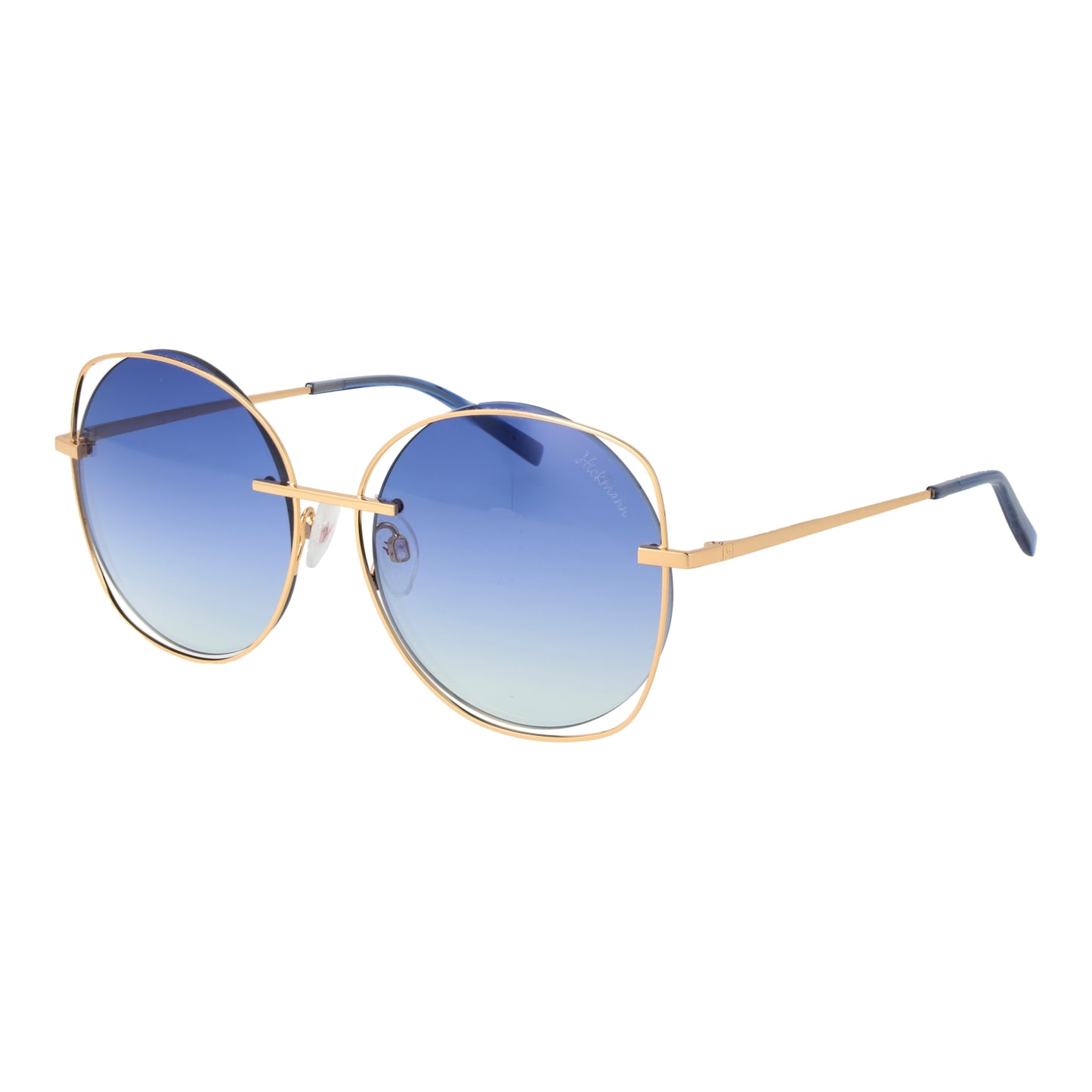 Sunglasses Ana Hickmann Women HI3078-5704E Metal Frame 57/18/140 mm Golden with Blue Lenses, Category 2 UV Protection
