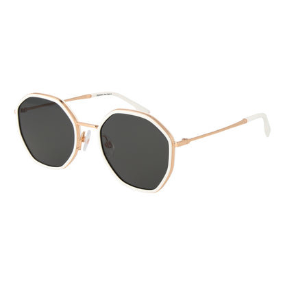 Sunglasses Ana Hickmann Women HI3170-54D01 with Metal Frame, White Color, Lens/Bridge/Temple Dimensions 54/19/142 mm, Grey Lenses, Category 3 Protection with 100% UVA & UVB Blocking