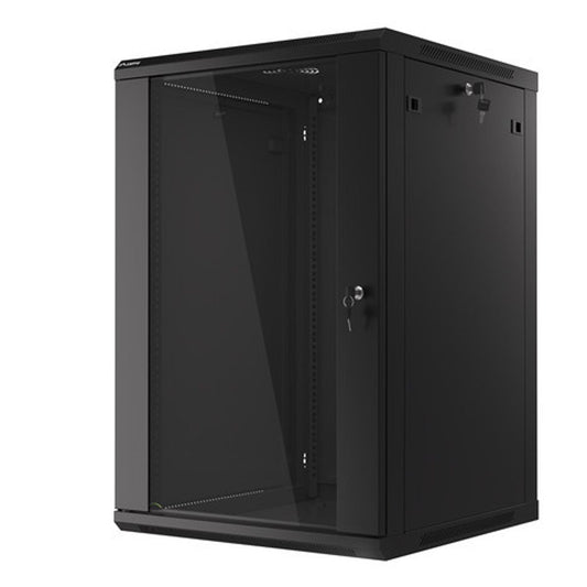 Lanberg Rack Wandschrank 19" 18U/600X600 Glastür Schwarz