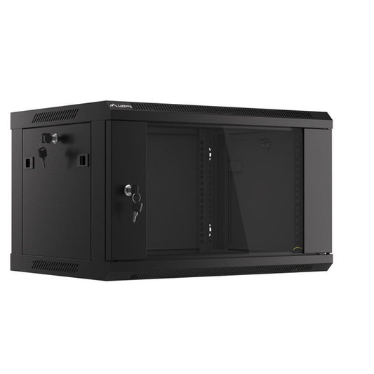 Rack Wandschrank 19" 6U/600X450 με Γυάλινη Πόρτα Μαύρο