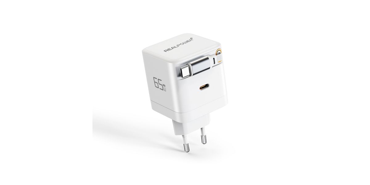 REALPOWER GaN Charger 65W weiss,65 Watt, 2x Type-C