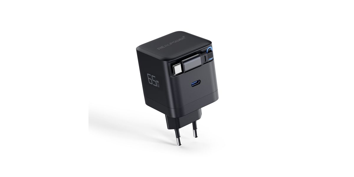 REALPOWER GaN Charger 65W schwarz,65 Watt,2x Type-C