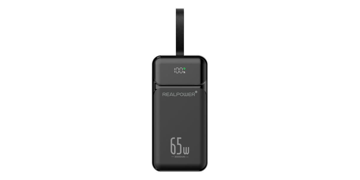 REALPOWER PB-27000 Pro,27.000mAh,65W,2x USB-A,2x USB-C,black