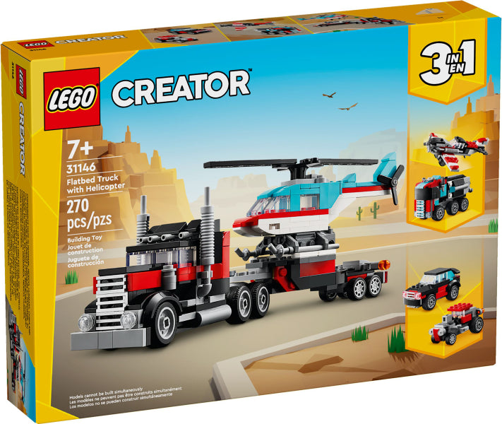 31146 Creator 3-in-1 Tieflader mit Hubschrauber