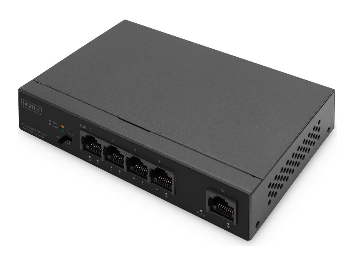 DIGITUS 4-Port Gigabit PoE Switch 60W Unmanaged - Μαύρο