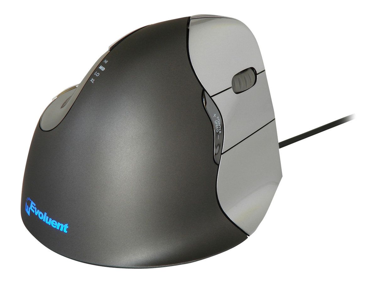 Evoluent VerticalMouse 4 - Δεξί χέρι, Μεσαίο/Μεγάλο, Μαύρο/Ασημί