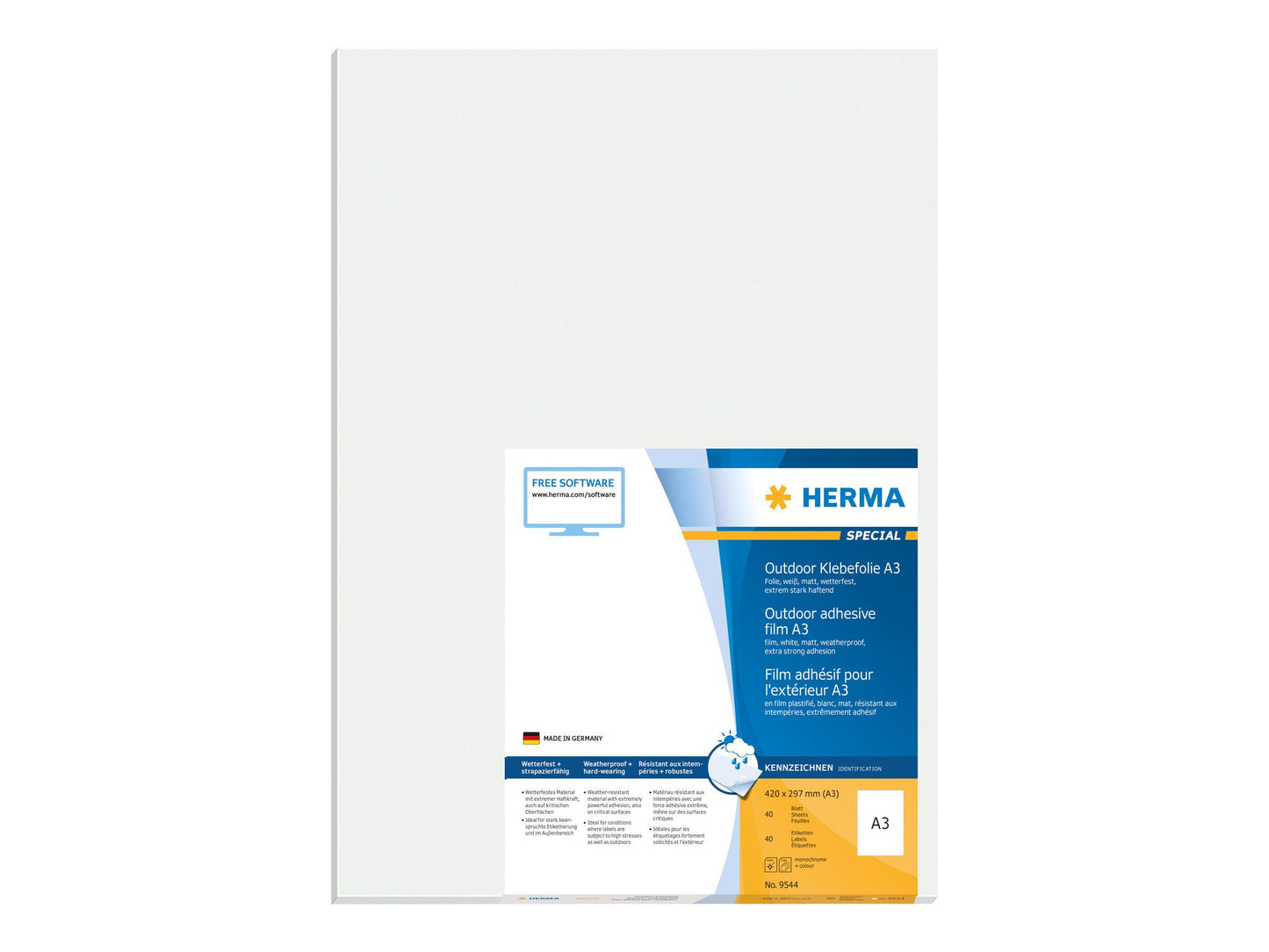 HERMA Α3 Εξωτερική Αυτοκόλλητη Ταινία Λευκή 297x420 mm 40 Τεμ