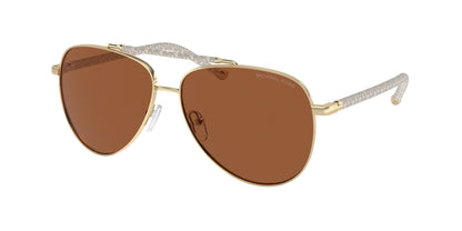 Michael Kors Women's Sunglasses MK1146-101473, Metal Frame, Gold, Lens/Bridge/Temple Measurements: 53/13/140 mm, Brown Lenses, Category 3, 100% UV Protection