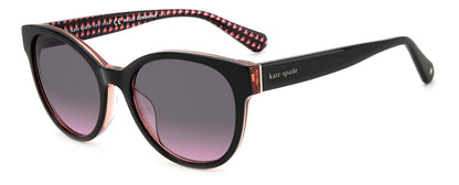 Kate Spade Women's Sunglasses NATHALIEGS807, Acetate Frame, Black, Lens/Bridge/Temple Size 55/17/140 mm, Grey Lenses, 100% UV Protection