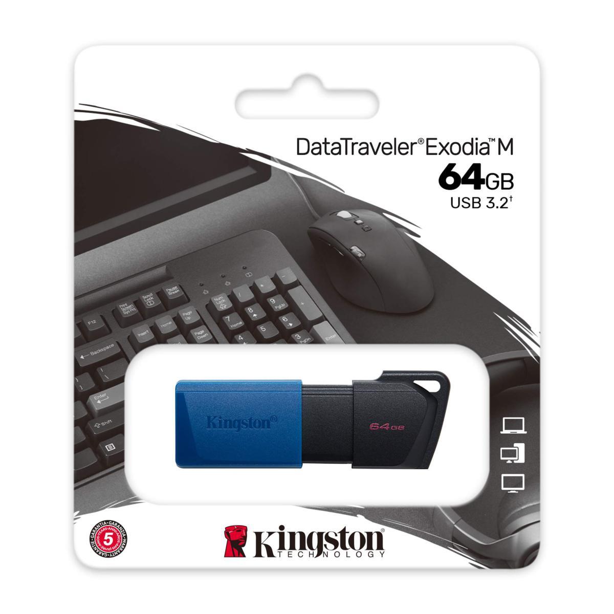 Kingston Pendrive USB-A 3.2 64GB DTXM/64GB Μαύρο/Μπλε