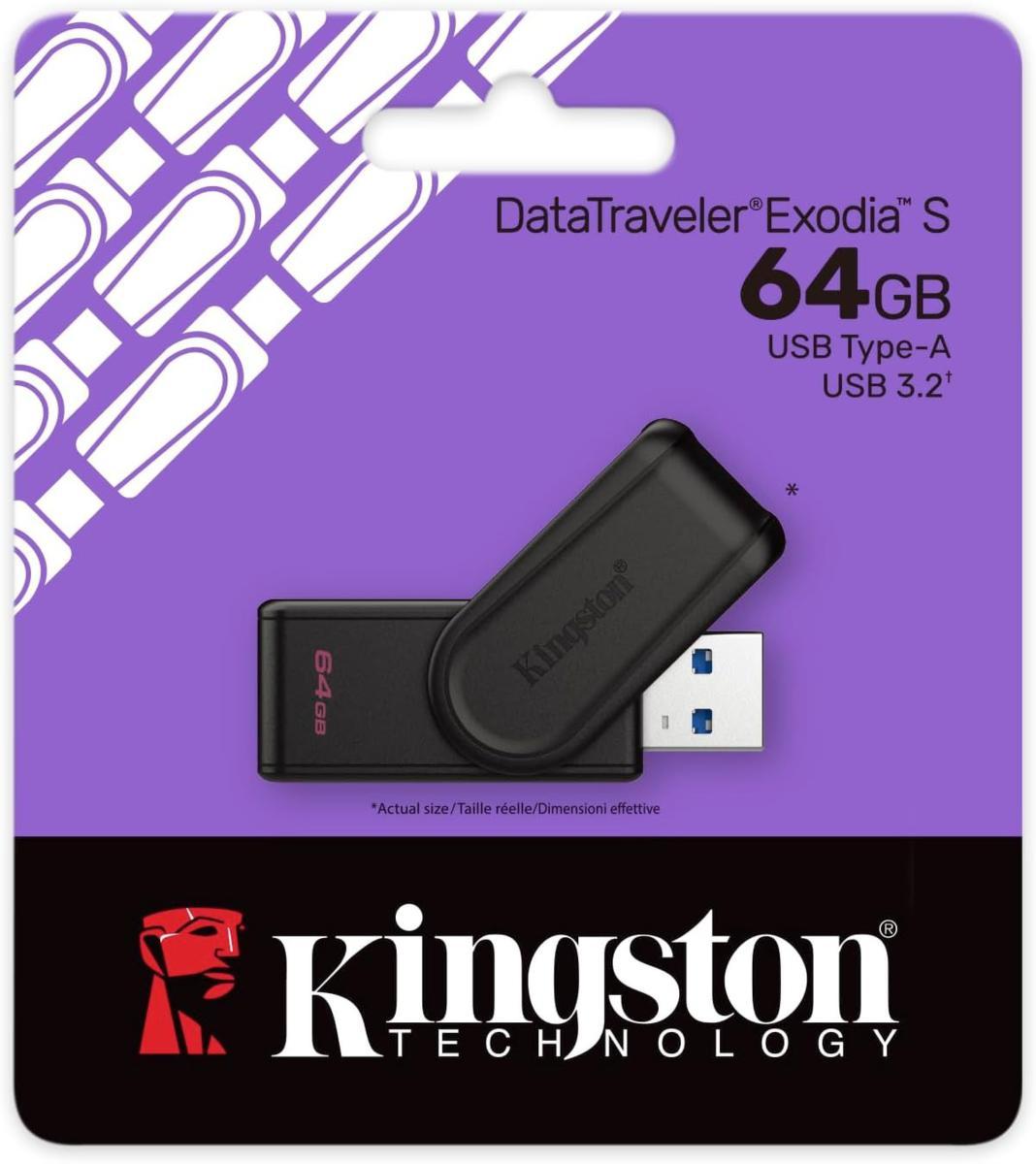 Kingston Pendrive USB-A 3.264GB DTXS/64GB Μαύρο/Μαύρο