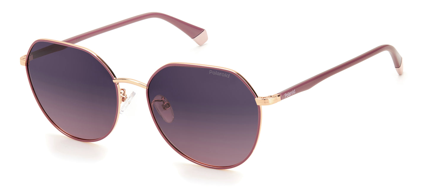 Polaroid Women's Sunglasses PLD4106GSYK9X with Violet Gradient Polarized Lenses, Pink Gold Metal Frame, Size 59/17/150 mm