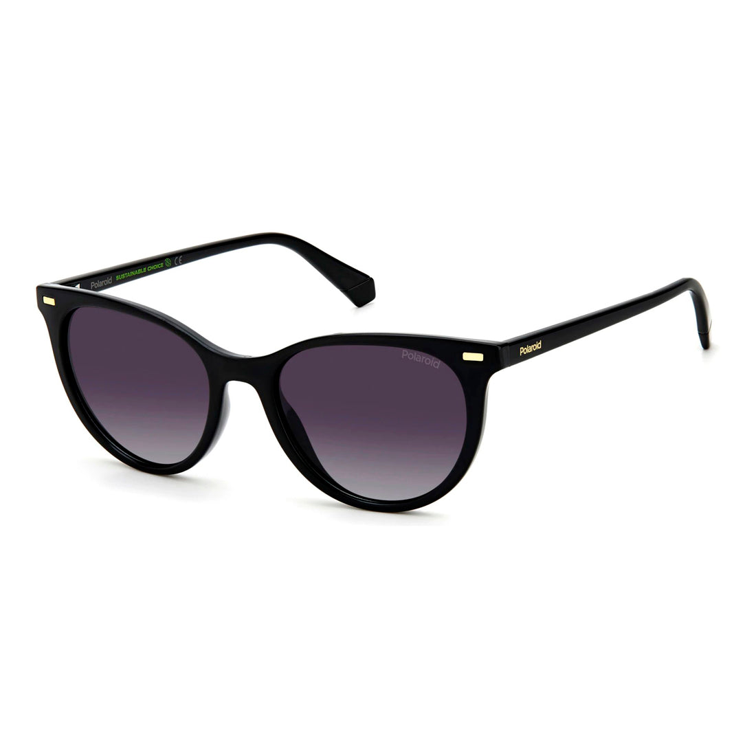 Polaroid Women's Sunglasses PLD4107S807 with Eco Polyamide Frame, Black Color, Grey Polarized Degraded Lenses, 100% UV400 Protection, Lens/Bridge/Temple Dimensions Referenced (mm)