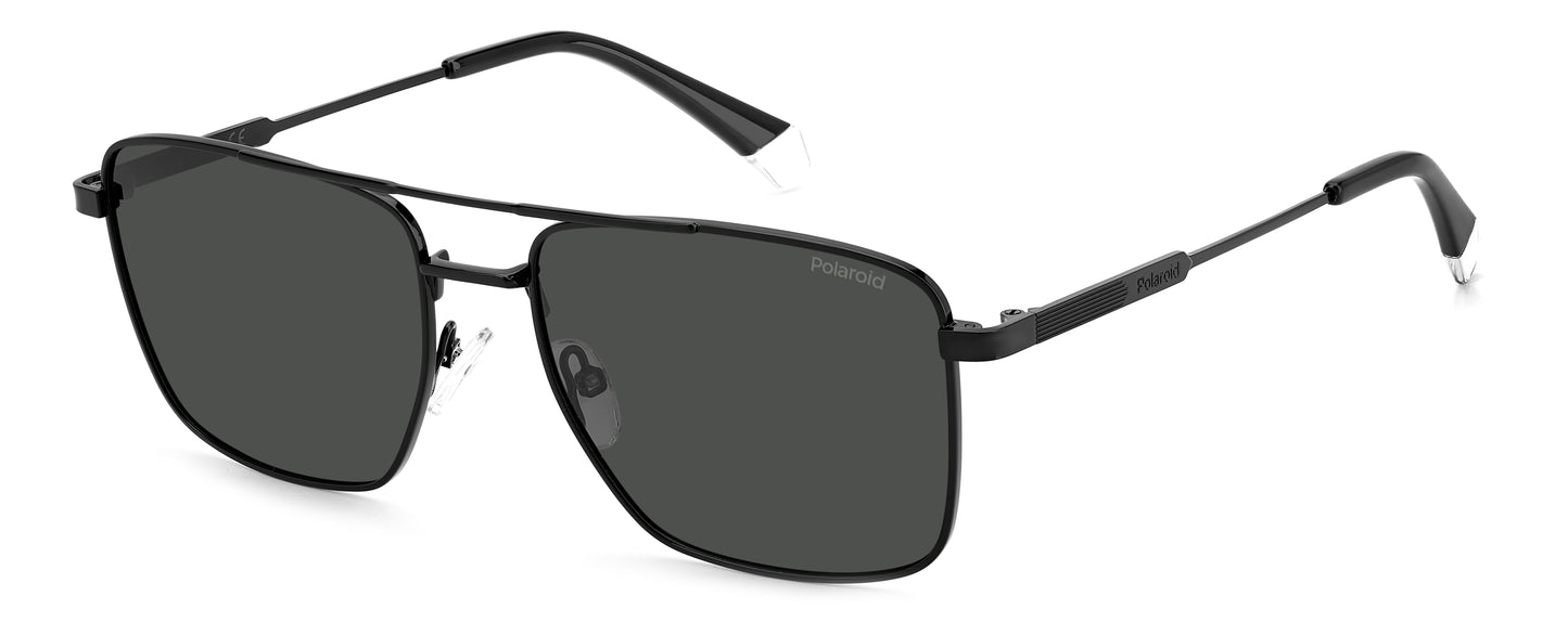 Polaroid Men's Sunglasses PLD4134SX807M with Polarized Gray Lenses and Metal Frame, Size 57/17/145 mm