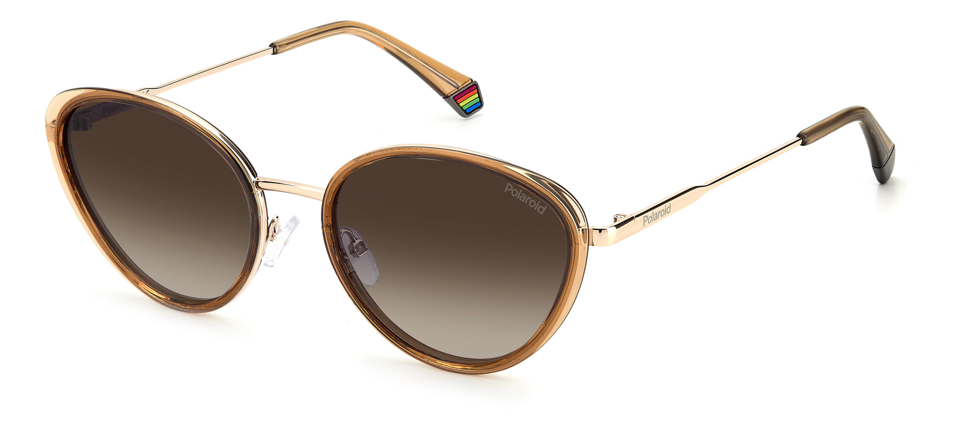 Polaroid Women's Sunglasses PLD6145S10ALA, Lens/Bridge/Temple Dimensions: 56/19/145 mm, Beige Plastic Frame, Gradient Brown Polarized Lenses