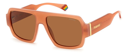 Polaroid Unisex Sunglasses PLD6209SX733F with Resin Peach Frame and Copper Details, Lens/Bridge/Temple Size 55/17/140 mm, 100% UV Polarized Protection