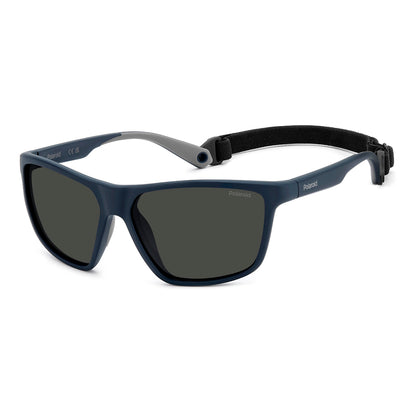 Polaroid Men's Sunglasses PLD7040SFLL with Polycarbonate Blue Frame and Grey Polarized Lenses, 59/14/140 mm