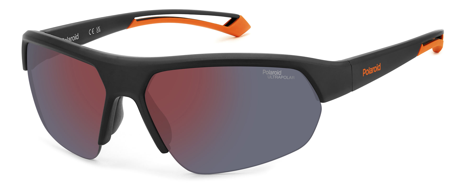 Polaroid Unisex Sunglasses PLD7048S8LZG6, Lens/Bridge/Temple: 65/17/130 mm, Black Resin Frame with Red Accents, 100% UV Polarized Protection