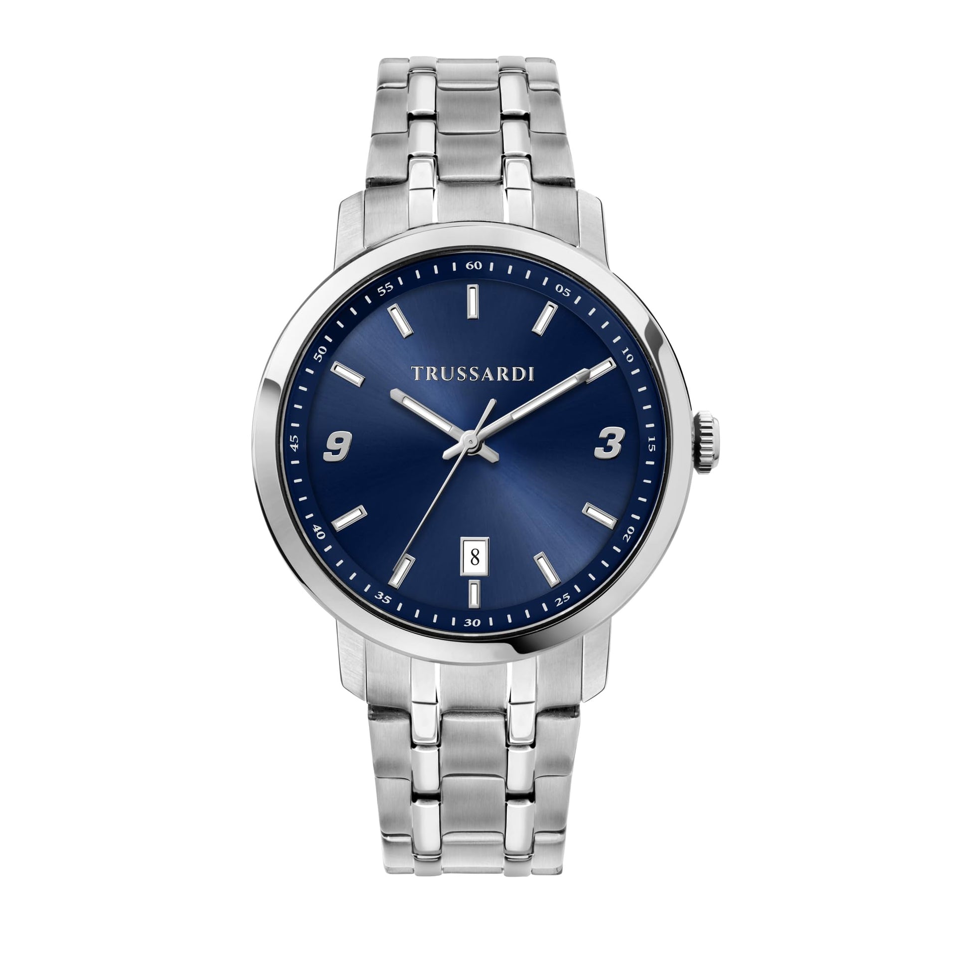 Trussardi Man Watch R2453147010, 41mm Grey Stainless Steel Case and Bracelet with Blue Dial