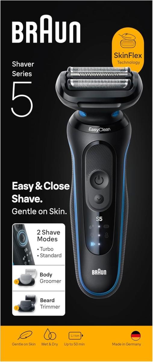 Braun Ξυριστική Μηχανή Ηλεκτρική Σειρά 5 Wet&Dry 3 Λάμες 52-B1650S Μπλε