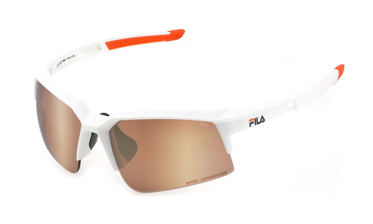 Fila Unisex Sunglasses SFI515-675WWX with Lens 67 mm, Bridge 10 mm, Temple 130 mm, White Frame, Pink Mirror Water-Repellent Coating