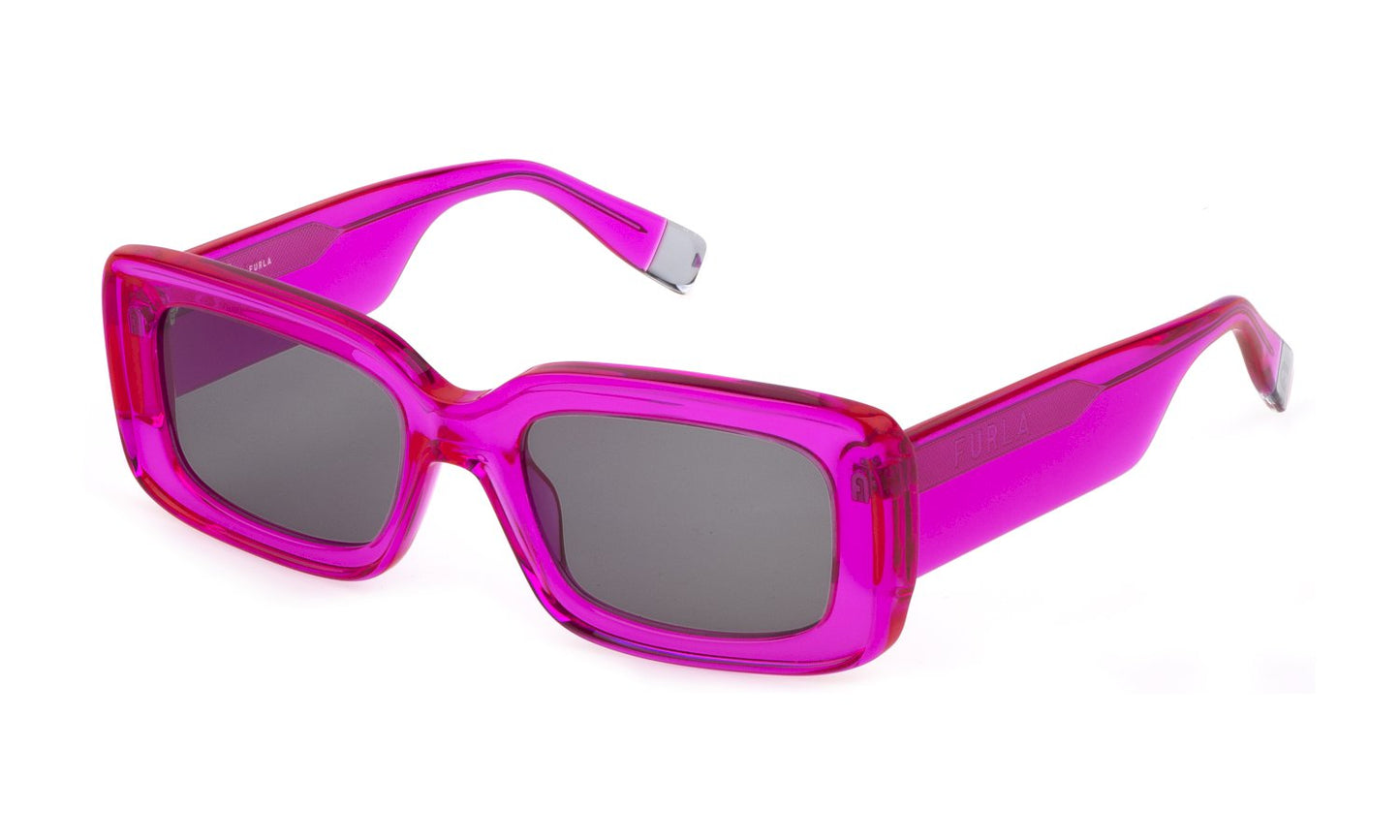Furla Women’s Sunglasses SFU630V5303GB, Transparent Plastic Frame, Lens/Bridge/Temple: 53/20/140 mm, Grey Gradient 100% UV Protection