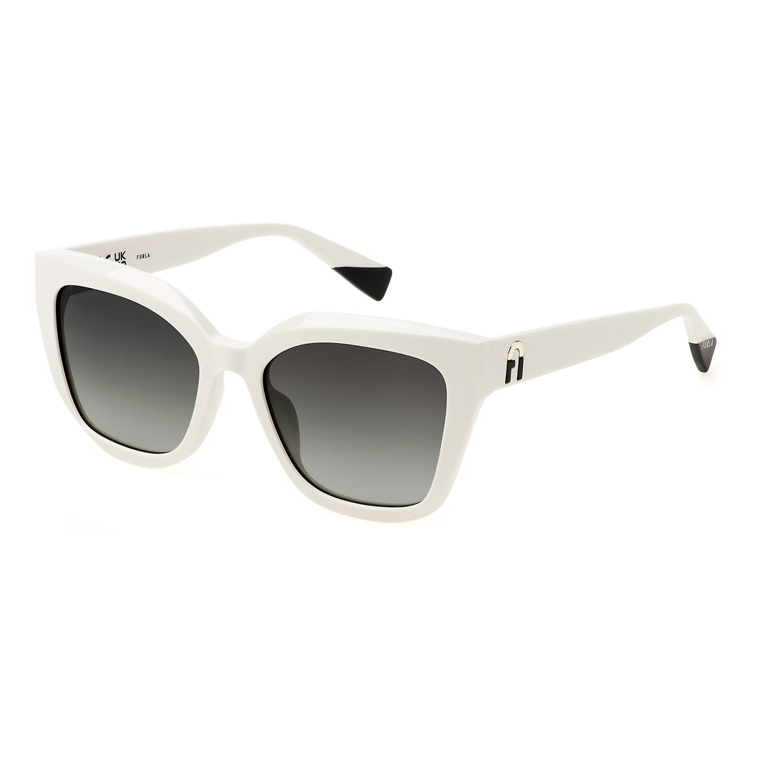 Furla Women's Sunglasses SFU781-540847, Acetate Frame, White, Lens/Bridge/Temple: 54/18/140 mm, Grey Gradient Lenses