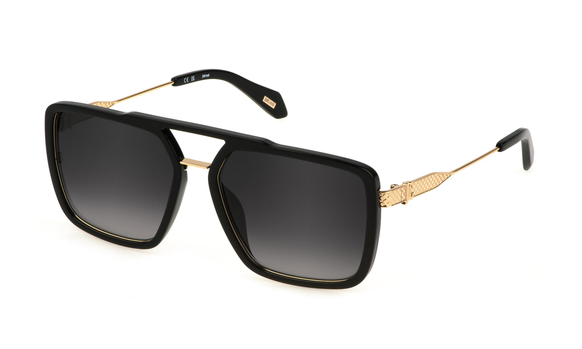 Just Cavalli Men's Sunglasses SJC040580Z42, Metal Frame, Black Color, Lens/Bridge/Temple Dimensions: 58/17/145 mm, Grey Gradient Lenses