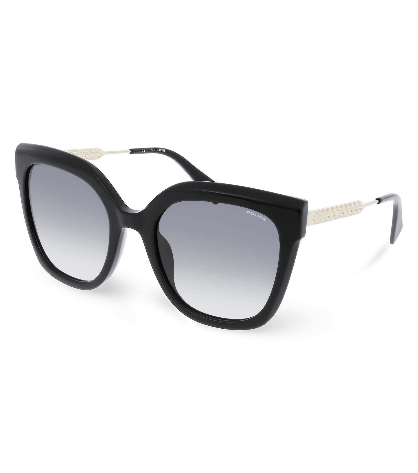 Police Women's Sunglasses SPLG19-540700, Acetate Frame, Black Color, Lens/Bridge/Temple Dimensions 54/21/135 mm, Grey Lenses, Category 2