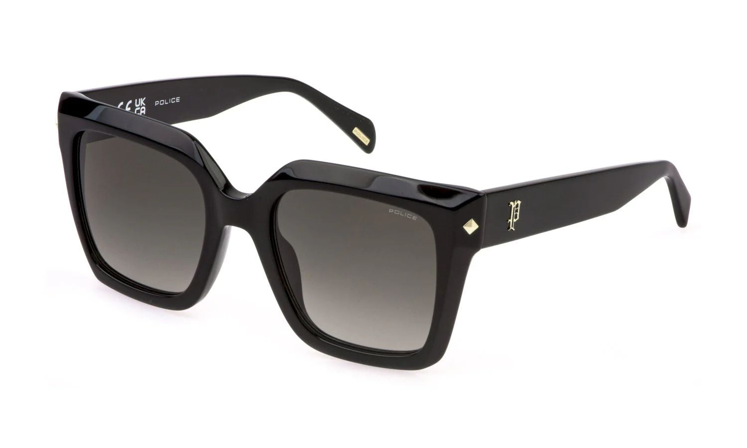 Police Women's Sunglasses SPLR26E53700Y, Lens 53 mm / Bridge 21 mm / Temple 140 mm, Black Acetate Frame, Grey Lenses, Category 3 Degraded