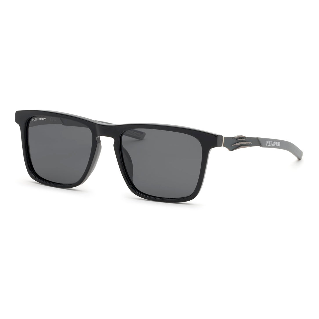 Philipp Plein Sport Men's Sunglasses SSP038-57700P, Acetate Frame, Black, Lens/Bridge/Temple Dimensions 57/18/145 mm, Grey Polarized Lenses