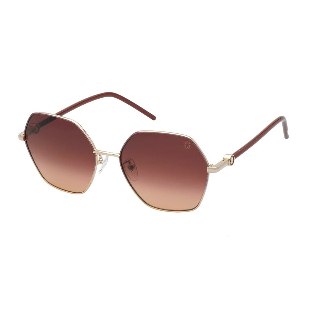 Tous Women Sunglasses STO456-56033M with Metal Frame, Pink Color, Brown Lenses, Measurements 56/17/135 mm